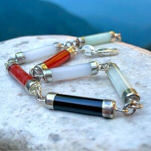 🌺Vintage Sterling & Jade Bracelet